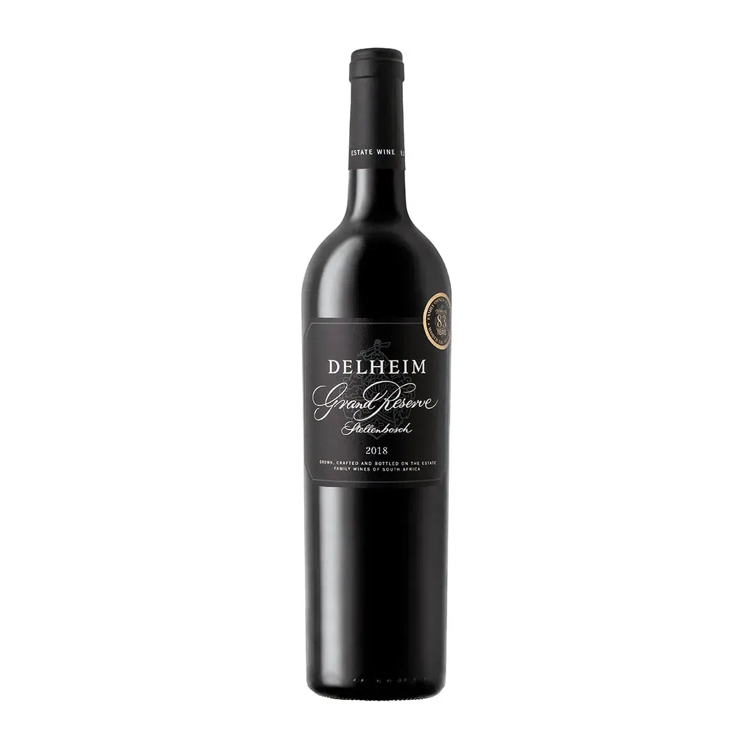 Delheim Grand Reserve 2021 1 Delheim Grand Reserve 2018 Bottle Showcasing Stellenbosch Wine Excellence.