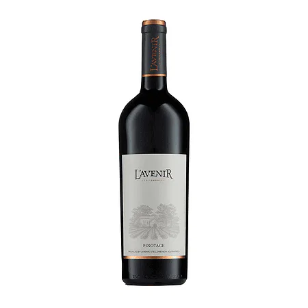 Bottle Of L’avenir Provenance Pinotage 2023 Showing A Deep Ruby Red Wine With Rich Colour And Elegant Visual Depth.