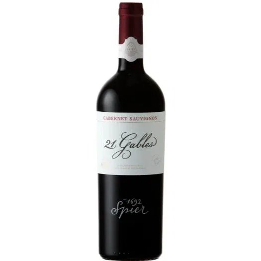 Spier 21 Gables Cabernet Sauvignon 2020 bottle with rich blackcurrant, blackberry and violet notes layered with cedar and smooth ripe tannins.