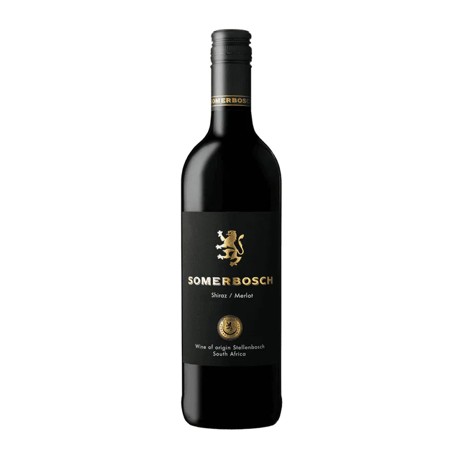 Somerbosch Shiraz/Merlot wine bottle from Stellenbosch, South Africa.