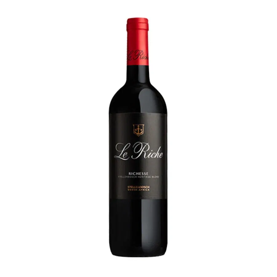 Le Riche Richesse Stellenbosch Heritage Blend wine bottle.