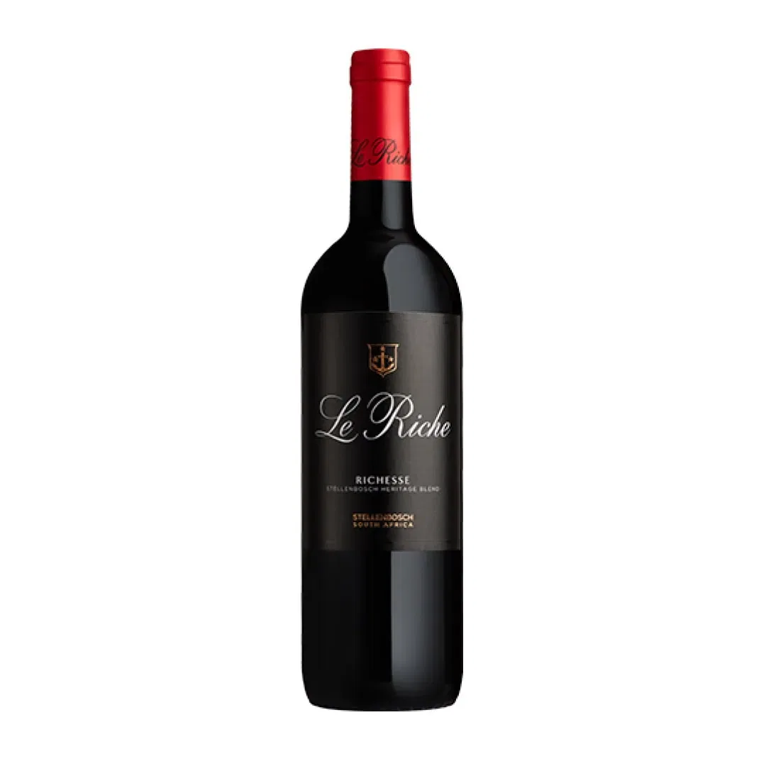 Le Riche Richesse Stellenbosch Heritage Blend Wine Bottle.