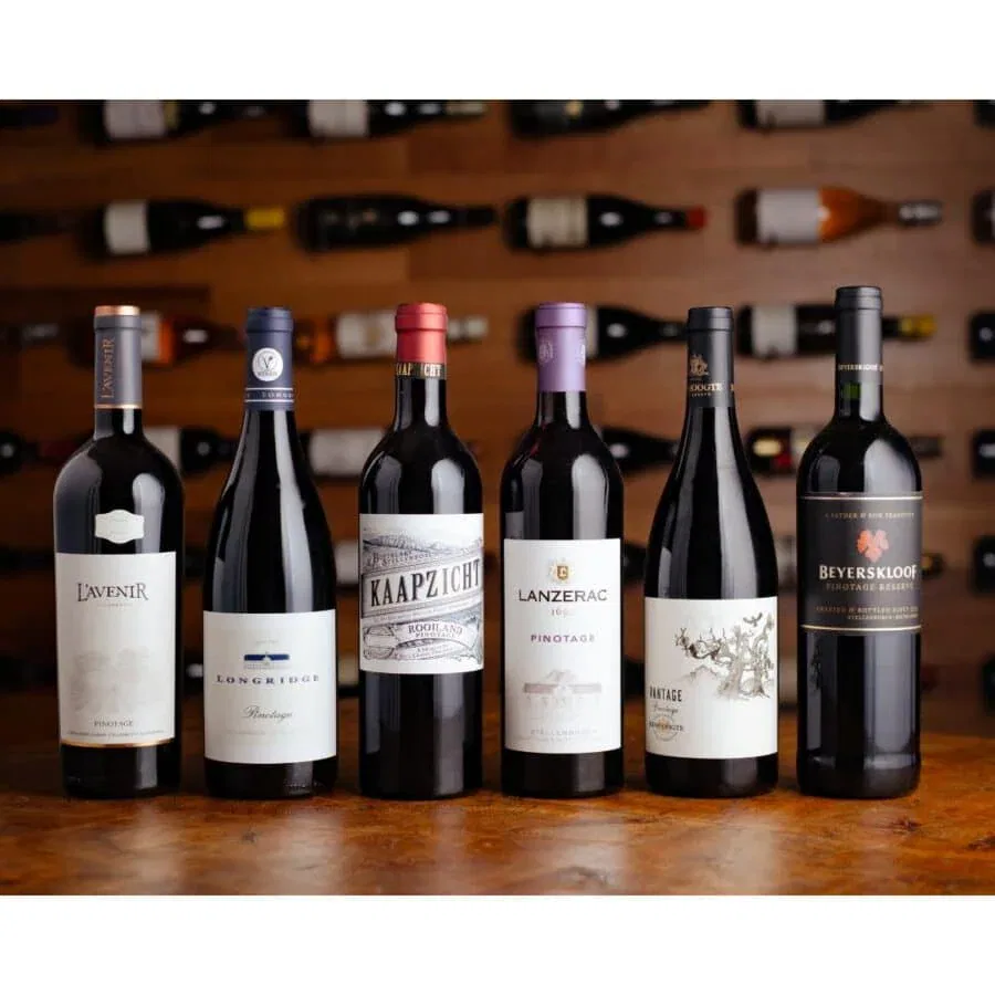 1. L'Avenir Pinotage bottle showcasing rich South African wine heritage.
2. Longridge Prestige wine, a fine example of Stellenbosch craftsmanship.
3. Kaapzicht Rooiland wine, embodying the essence of South African vineyards.
4. Lanzerac Pinotage, a classic choice for wine enthusiasts.
5. Beyerskloof Pinotage Reserve, renowned for its bold flavors and quality.