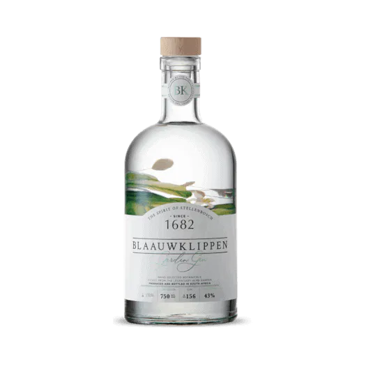 Blaauwklippen 1682 Garden Gin bottle, showcasing Stellenbosch craftsmanship.