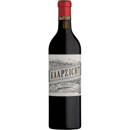 Bottle Of Kaapzicht Rooiland Pinotage 2022 With Rich Fruit Core, Blackcurrant And Smooth Tannins.