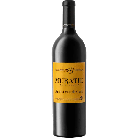 Muratie Ansela van de Caab 2020-2021 bottle showing dark fruit and structured oak complexity.