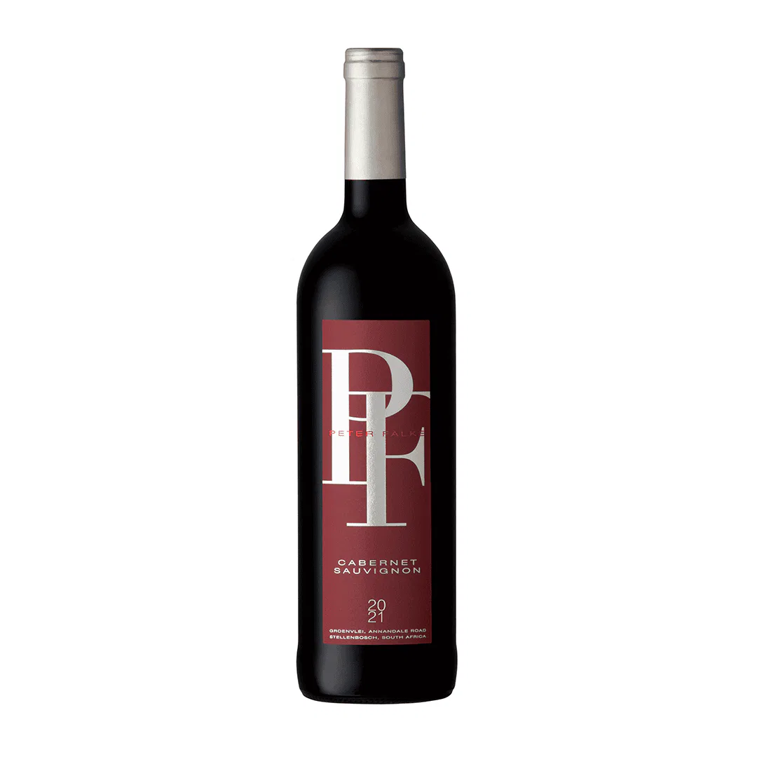 Peter Falke Cabernet Sauvignon 2022 Displayed In A Bottle, Showing Rich Dark Fruit, Cassis And Plum With Violet, Spice And Refined Oak Structure.