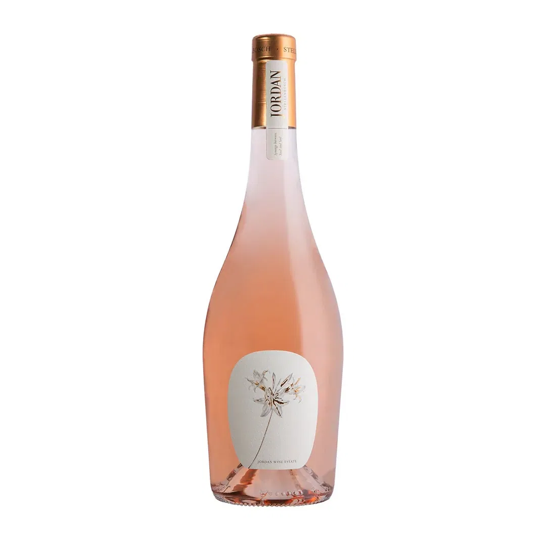 Jordan Stellenbosch Rosé Bottle Showcasing Elegant Design And Soft Pink Hue.