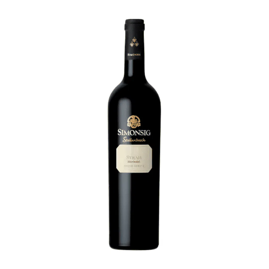 Syrah wine bottle from Simonsig, Stellenbosch, South Africa.