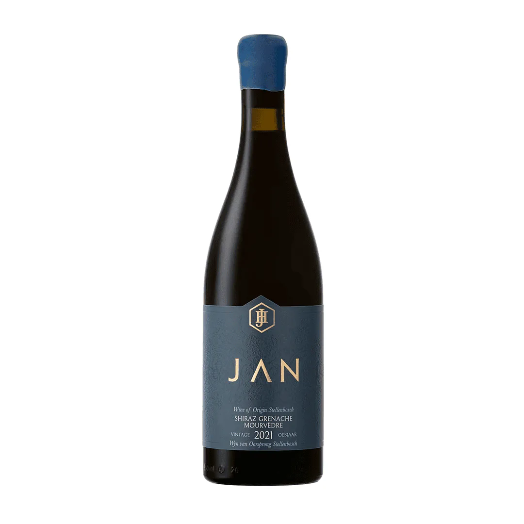 Zevenwacht Jan Shiraz Grenache Mourvedre 2023 Bottle Highlighting Cranberry, Pepper Spice And Savoury Notes
