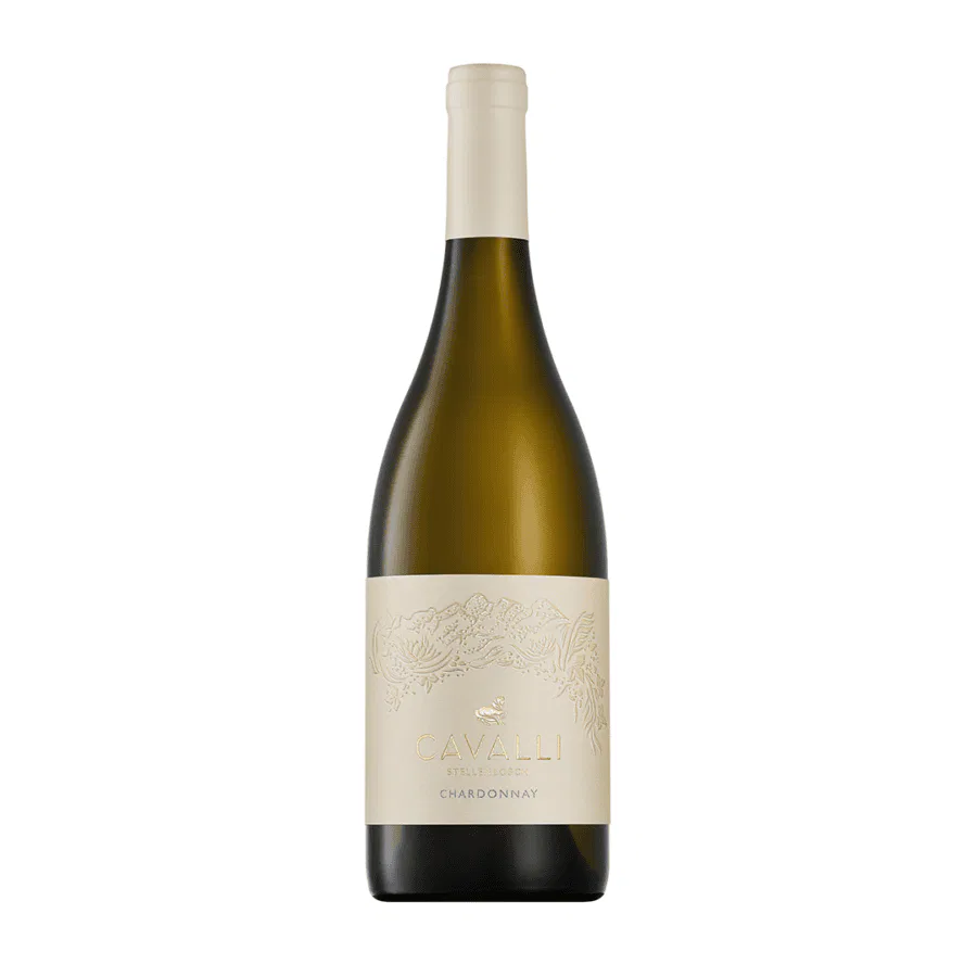 Cavalli Chardonnay 2025 wine bottle showing citrus zest, buttery texture and elegant complex Chardonnay structure.