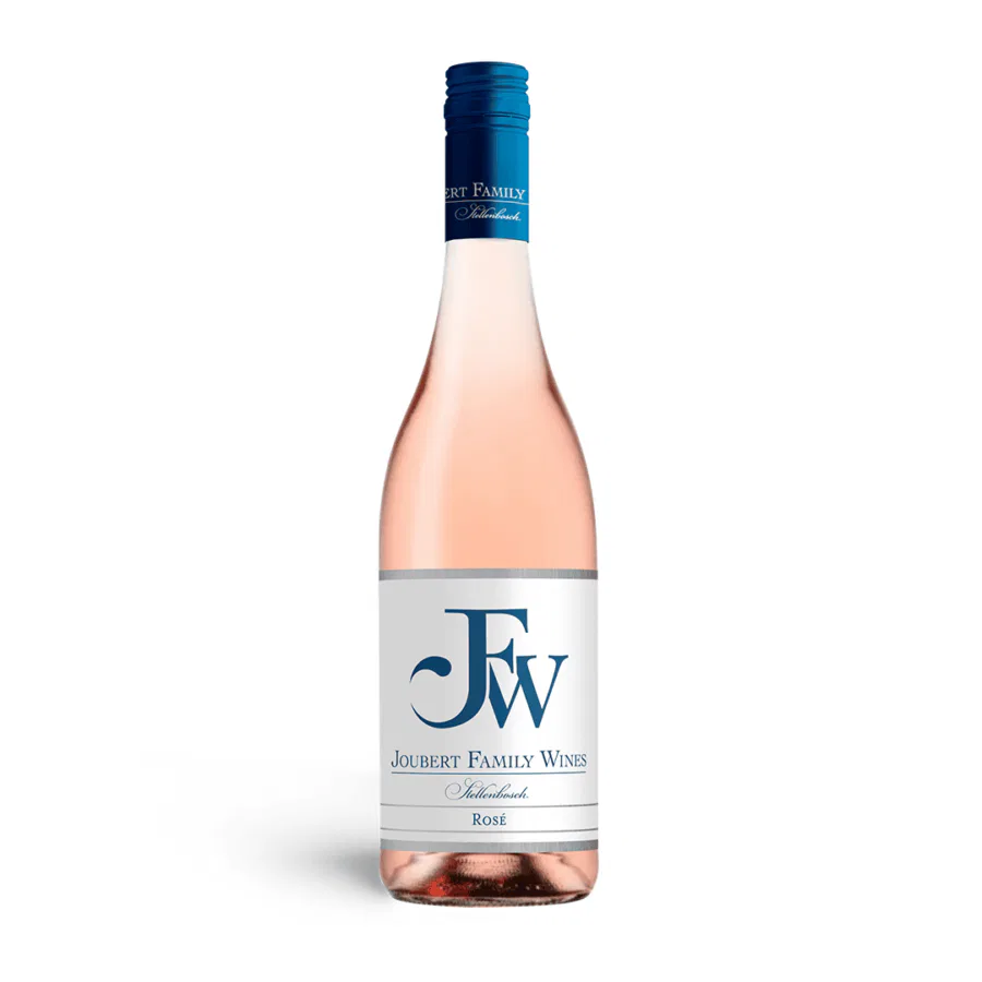 Joubert Family Wines Rosé from Stellenbosch, showcasing a light pink hue.