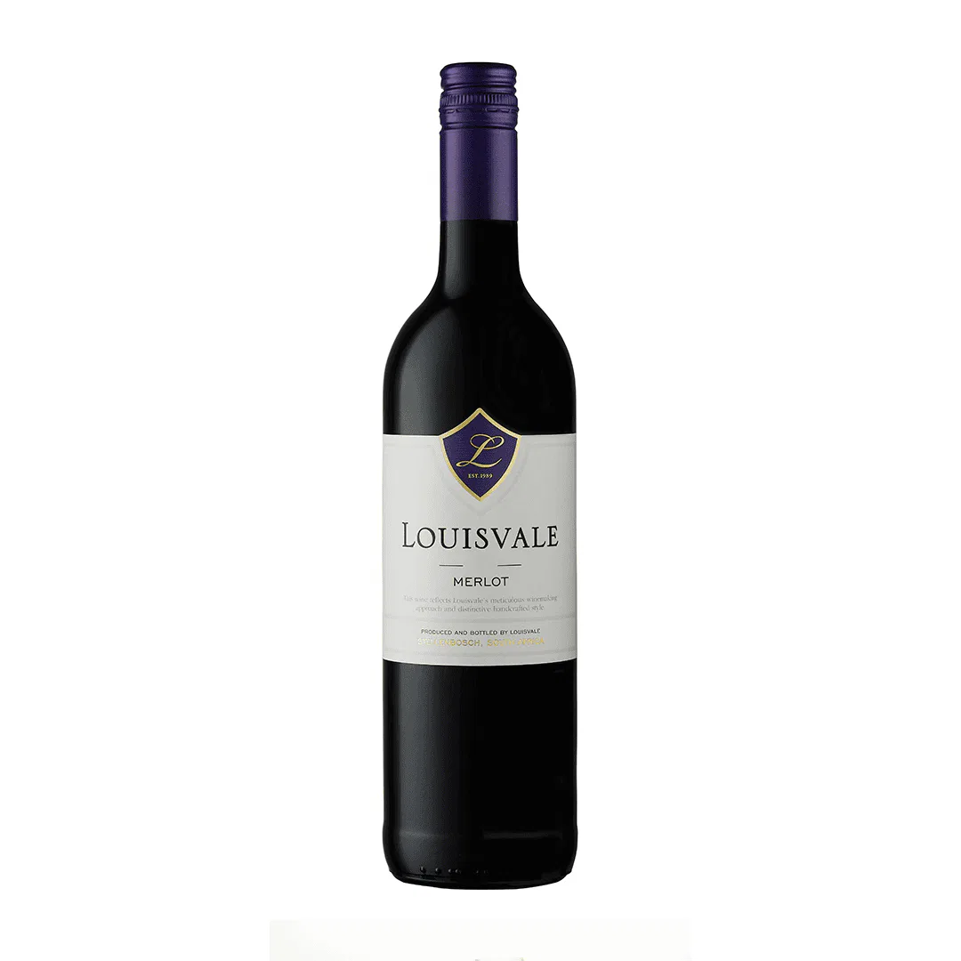 Bottle Of Louisvale Merlot 2023 With Silky Texture, Rich Red Fruit Flavours And Smooth Balanced Structure.