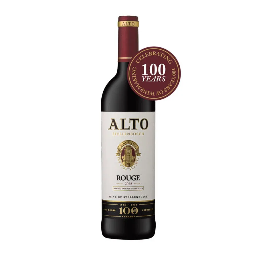 Alto Rouge 2022, a premium Stellenbosch wine celebrating 100 years of winemaking.
