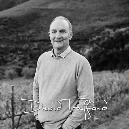 David Trafford In Vineyard, Showcasing Stellenbosch Wine Expertise.