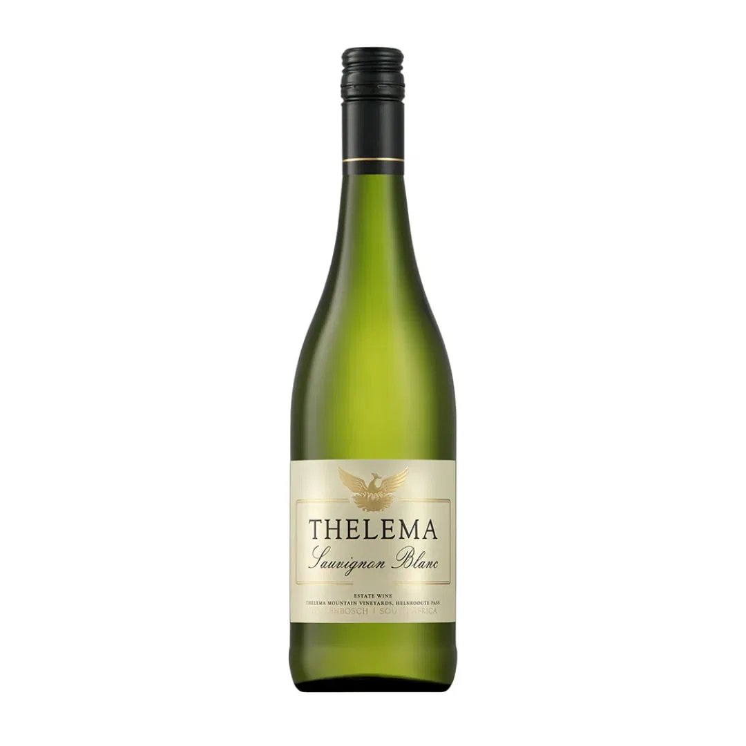 Bottle Of Thelema Sauvignon Blanc 2025 Showing A Pale Golden White Wine With Bright Clarity And Fresh Elegant Appearance.