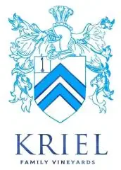Kriel Family Vineyards logo featuring blue and white design.