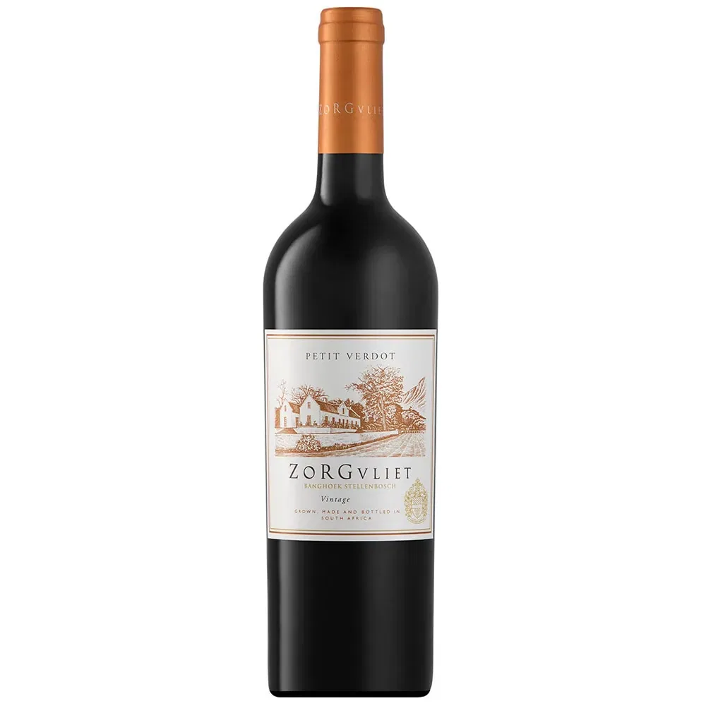Zorgvliet Petit Verdot Wine Bottle From Stellenbosch, South Africa.