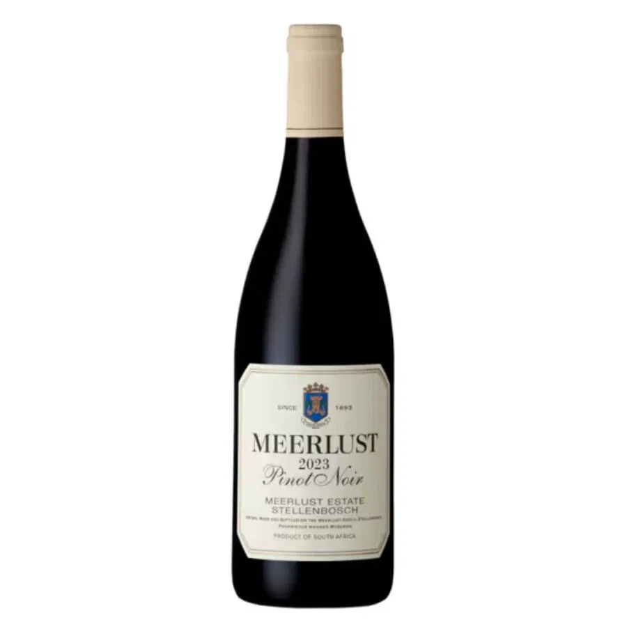 2023 Meerlust Pinot Noir from Stellenbosch, showcasing South African wine excellence.