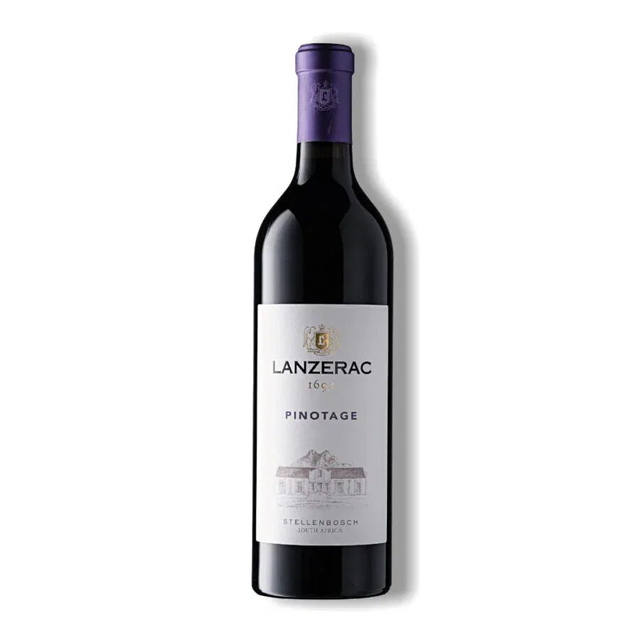 Lanzerac Pinotage bottle from Stellenbosch, showcasing South African wine heritage.