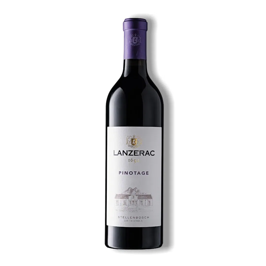 Lanzerac Pinotage Bottle From Stellenbosch, Showcasing South African Wine Heritage.