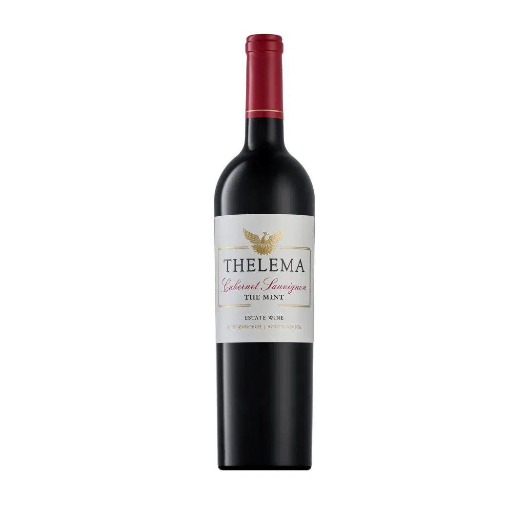 Bottle Of Thelema The Mint Cabernet Sauvignon 2023 Showing Eucalyptus Influence, Cassis Richness And 18 Months Oak Maturation.