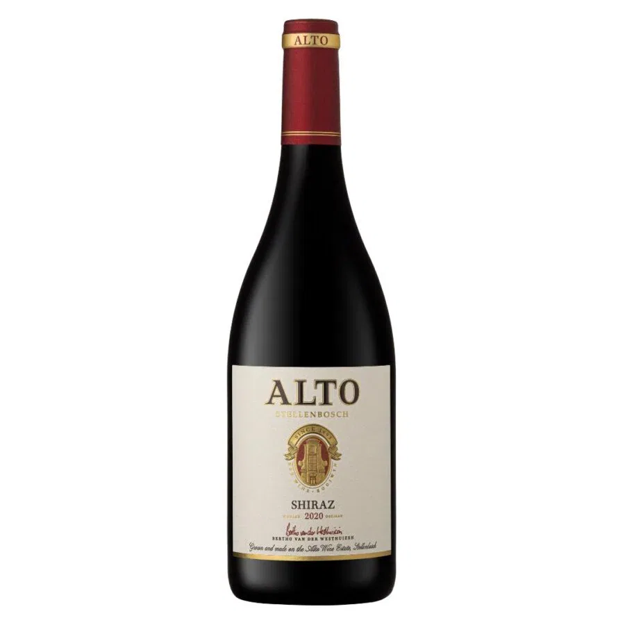 Alto Shiraz 2020 from Stellenbosch, showcasing rich South African wine flavors.