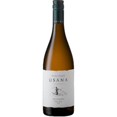 Usana Stellenbosch Pinot Grigio; Bottle Of Winshaw The Runaway Pinot Gris 2024 Showcasing Elegant Design With White Label.