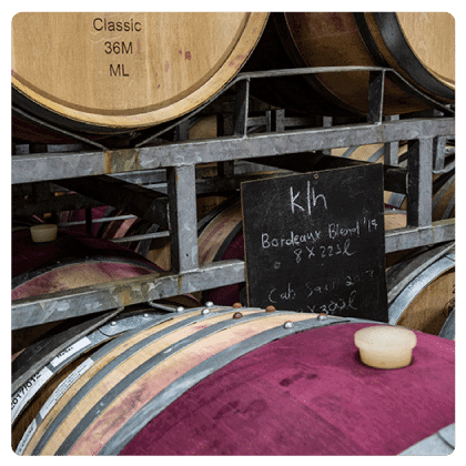 Wine Barrels In Stellenbosch Winery Showcasing Bordeaux Blend Aging Process.