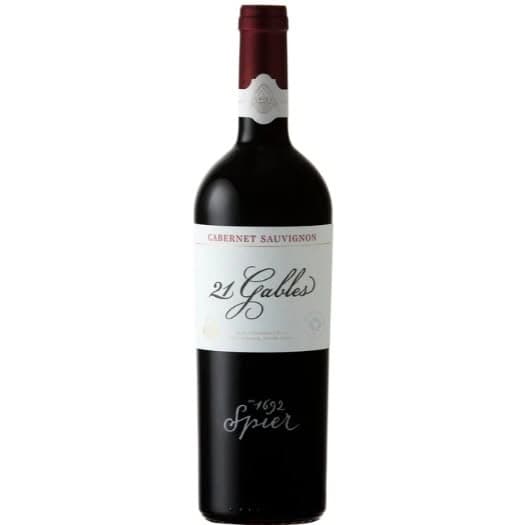 Spier 21 Gables Cabernet Sauvignon 2020 Bottle With Rich Blackcurrant, Blackberry And Violet Notes Layered With Cedar And Smooth Ripe Tannins.