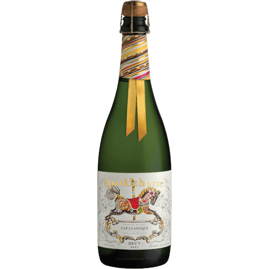 Sparklehorse Cap Classique 2019 Wine - Alette Van Vuuren; Bottle Of Ken Forrester Sparklehorse Chenin Blanc Cap Classique 2023 Featuring Warm Golden Tones And Full-Bodied Visual Richness.