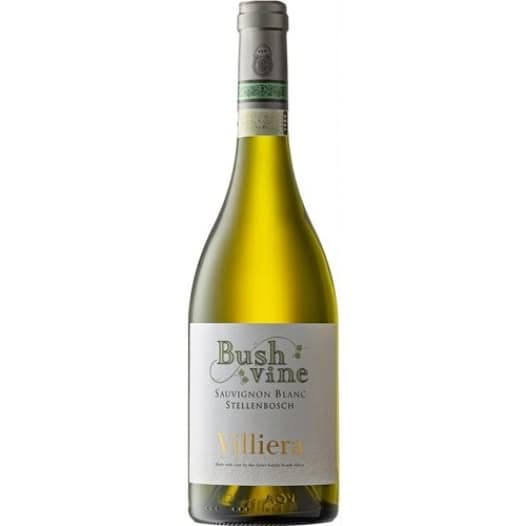 Villiera Bush Vine Sauvignon Blanc 2024 Bottle Showing Green Pepper, Tropical Fruit And Subtle Oak Influence