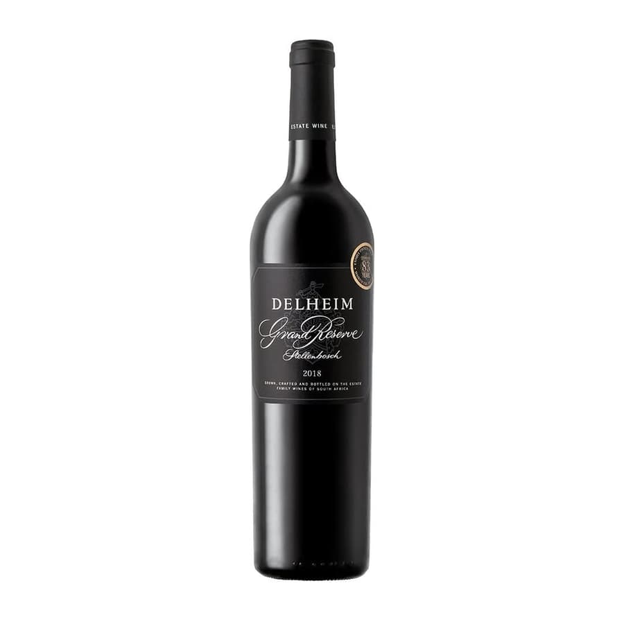 Delheim Grand Reserve 2018 Bottle Showcasing Stellenbosch Wine Excellence.