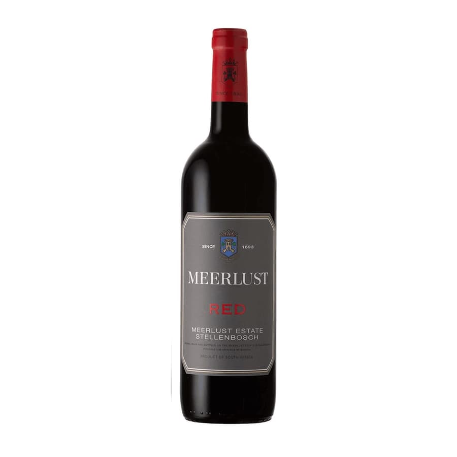 • Bottle Of Meerlust Red 2022 Showing Fresh Red Fruit, Subtle Oak Notes And Smooth Full-Bodied Balance.