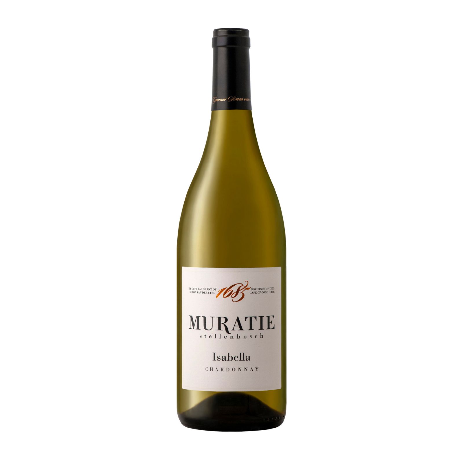 Muratie Isabella Chardonnay 2024-2025 Bottle Showing Peach, Citrus And Soft Oak Spice With Mineral Finish.