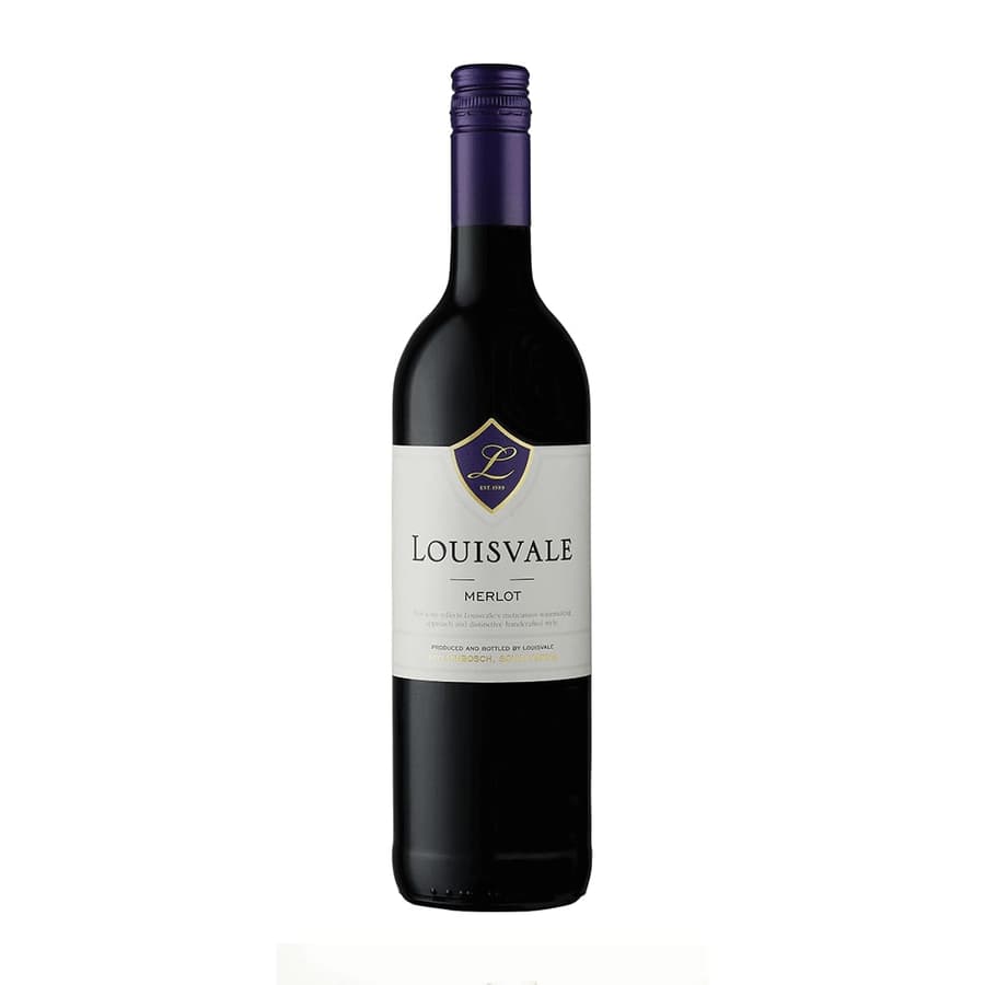 Bottle Of Louisvale Merlot 2023 With Silky Texture, Rich Red Fruit Flavours And Smooth Balanced Structure.