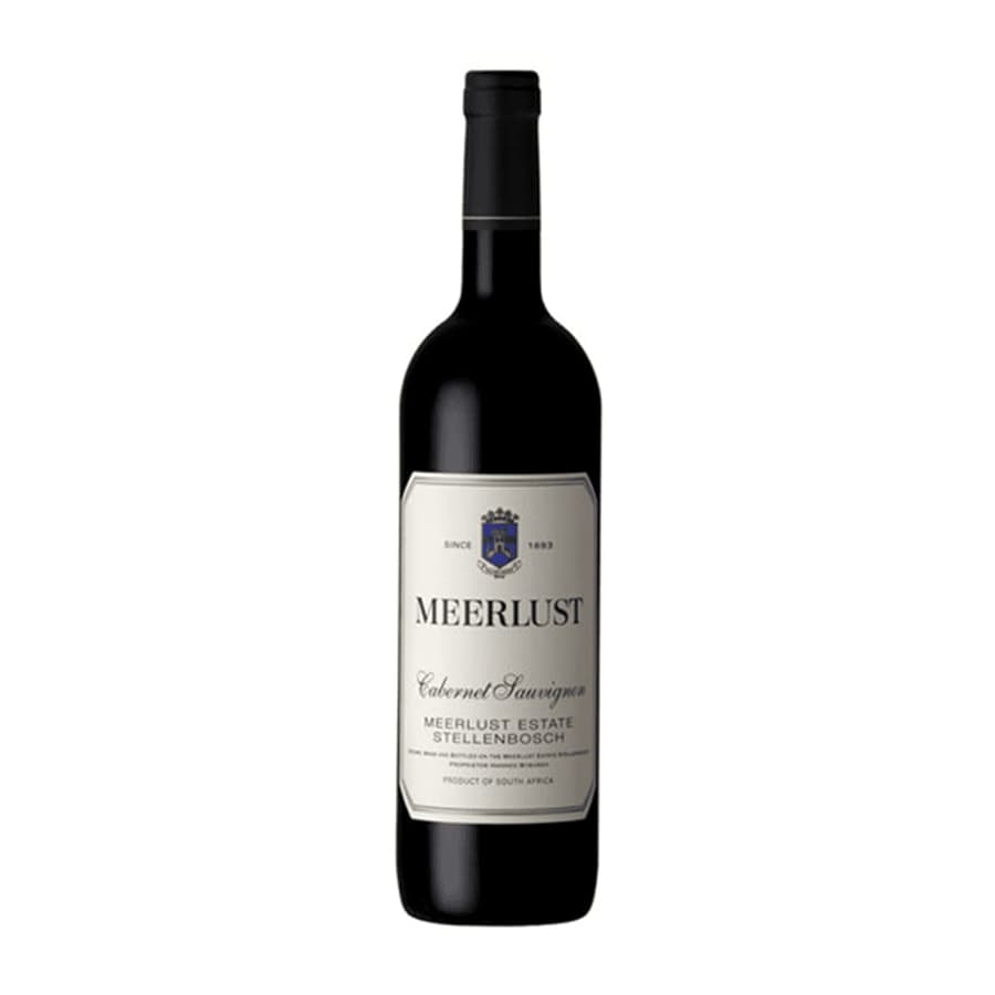 Bottle Of Meerlust Cabernet Sauvignon 2022 Showing Mint Freshness, Dark Chocolate Finish And Polished Cabernet Depth.