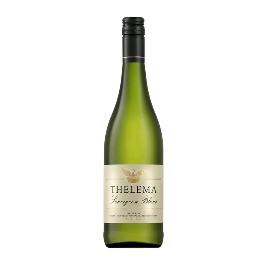 Bottle Of Thelema Sauvignon Blanc 2025 Showing A Pale Golden White Wine With Bright Clarity And Fresh Elegant Appearance.
