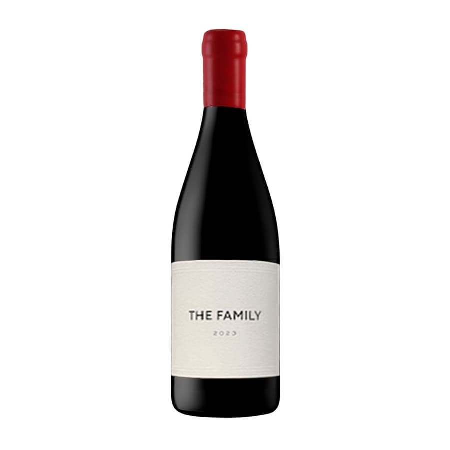 Red Wine Bottle Labeled &Quot;The Family&Quot; 2023, Showcasing Stellenbosch Wine.