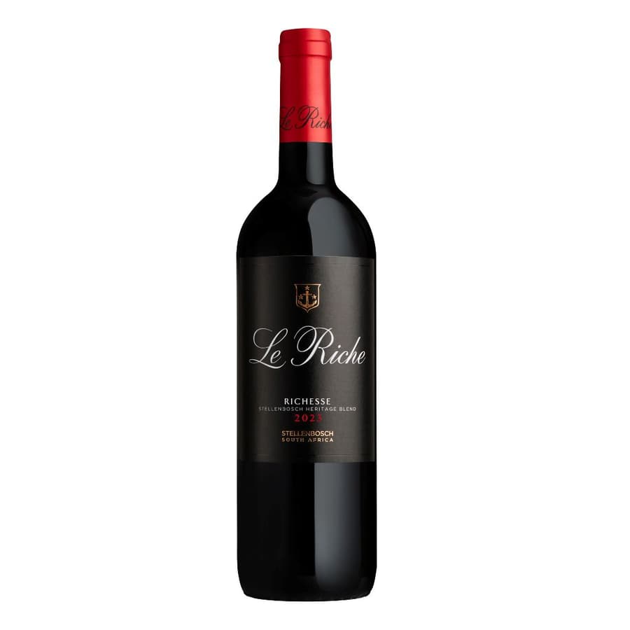 Le Riche Richesse 2023 Stellenbosch Heritage Blend Wine Bottle.