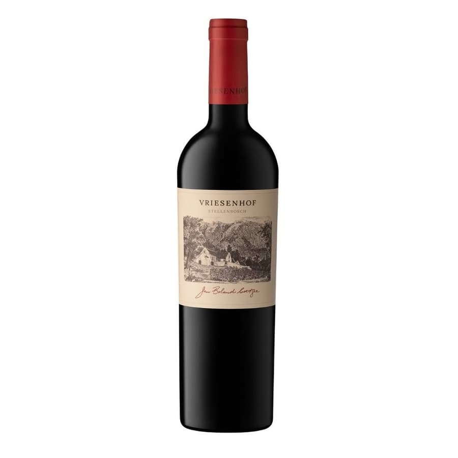 Vriesenhof Jan Boland Coetzee 2023 Bordeaux Style Red Blend Bottle With Detailed Label Design.