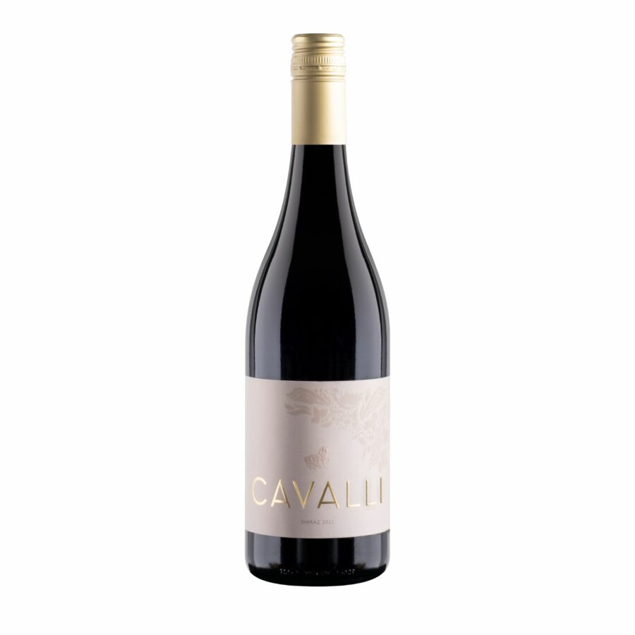Cavalli Shiraz 2021-2024 bottle showing warm spice, dark fruit intensity and a smooth lingering finish.