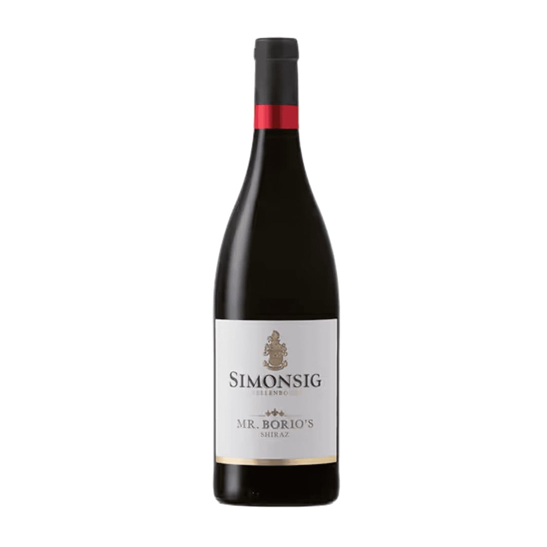 Simonsig Mr. Borio'S Shiraz Bottle Showcasing Stellenbosch Wine Elegance.