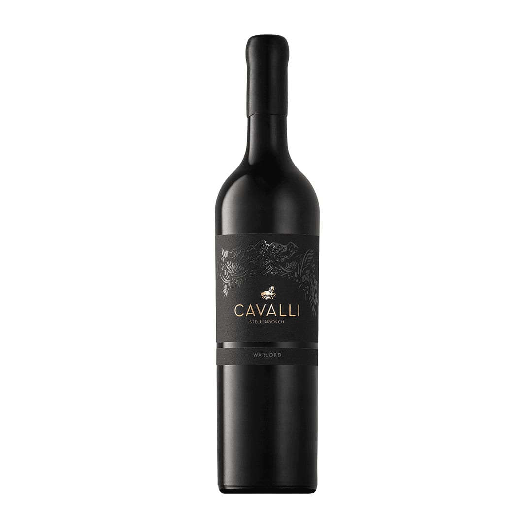 Bottle Of Cavalli Warlord 2022 Ny With Dark Fruit Richness, Cocoa Notes And Elegant Bordeaux-Style Blend Depth.